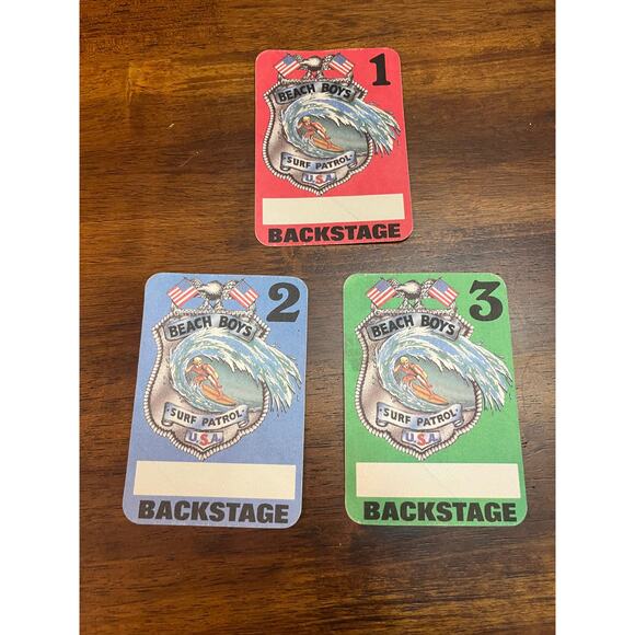 Vintage 1984 Beach Boys Concert Backstage Pass Surf Patrol lot of 3- unused - Picture 1 of 2
